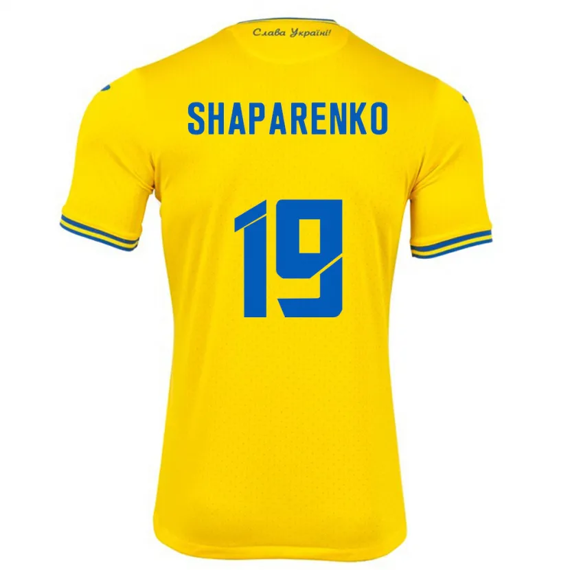 Danxen Børn Ukraine Mykola Shaparenko #19 Gul Hjemmebane Spillertrøjer 24-26 Trøje T-Shirt