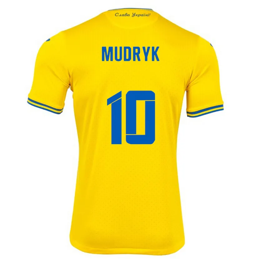 Danxen Børn Ukraine Mykhaylo Mudryk #10 Gul Hjemmebane Spillertrøjer 24-26 Trøje T-Shirt