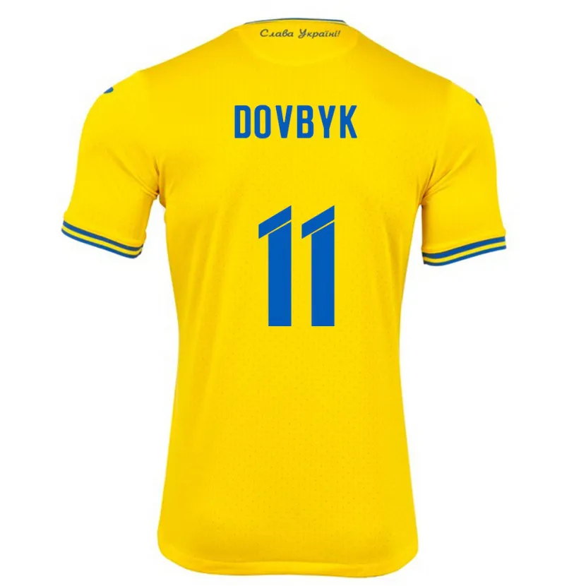 Danxen Børn Ukraine Artem Dovbyk #11 Gul Hjemmebane Spillertrøjer 24-26 Trøje T-Shirt