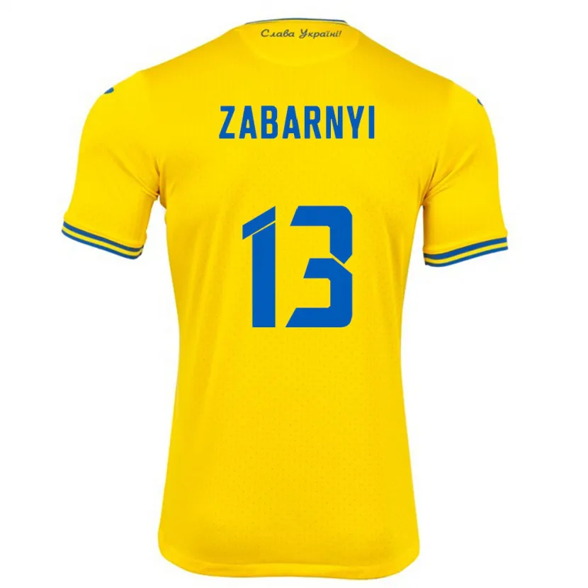 Danxen Børn Ukraine Ilya Zabarnyi #13 Gul Hjemmebane Spillertrøjer 24-26 Trøje T-Shirt