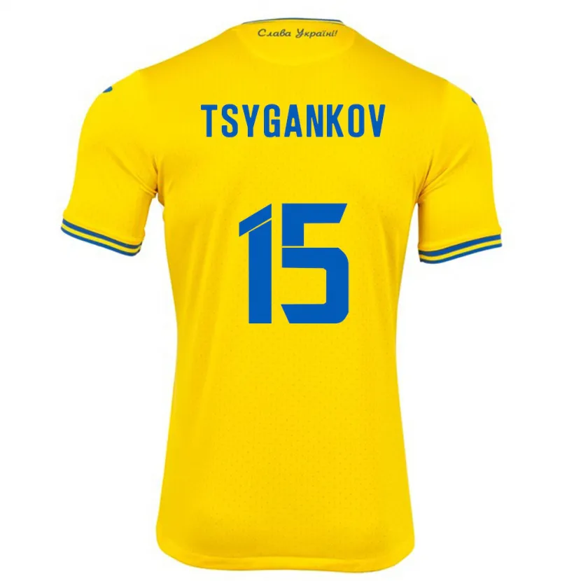 Danxen Børn Ukraine Viktor Tsygankov #15 Gul Hjemmebane Spillertrøjer 24-26 Trøje T-Shirt