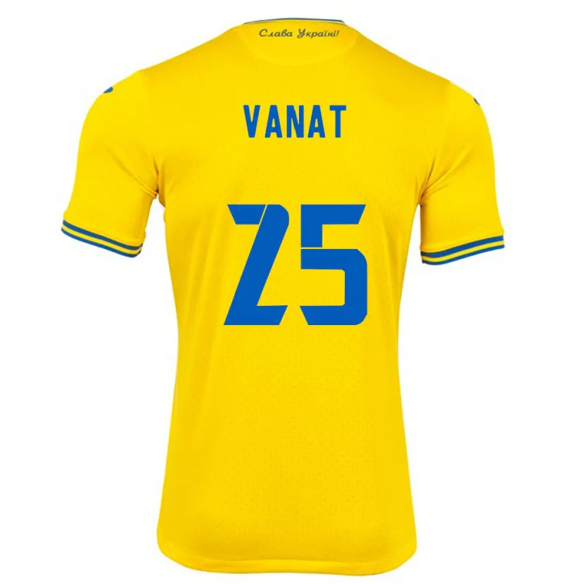 Danxen Børn Ukraine Vladyslav Vanat #25 Gul Hjemmebane Spillertrøjer 24-26 Trøje T-Shirt