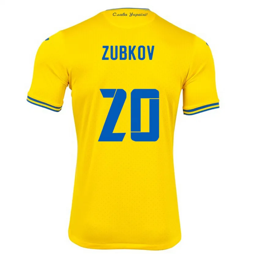 Danxen Børn Ukraine Oleksandr Zubkov #20 Gul Hjemmebane Spillertrøjer 24-26 Trøje T-Shirt