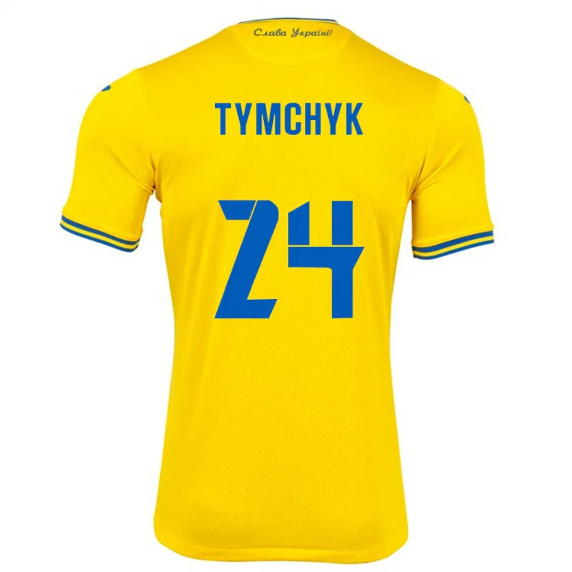 Danxen Børn Ukraine Oleksandr Tymchyk #24 Gul Hjemmebane Spillertrøjer 24-26 Trøje T-Shirt