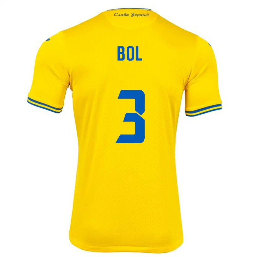 Danxen Børn Ukraine Anton Bol #3 Gul Hjemmebane Spillertrøjer 24-26 Trøje T-Shirt