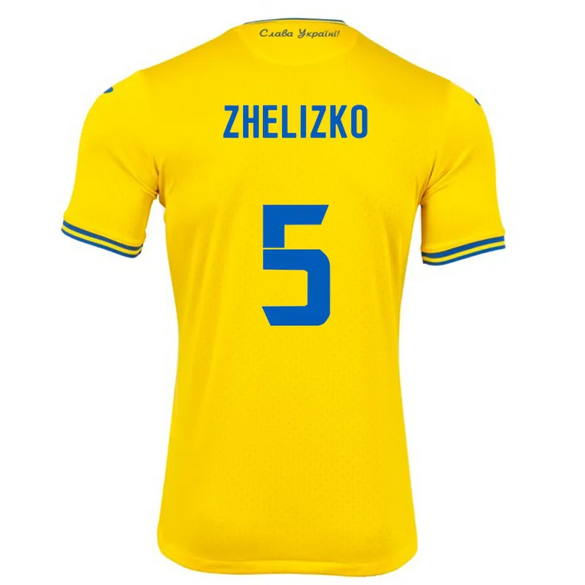 Danxen Børn Ukraine Ivan Zhelizko #5 Gul Hjemmebane Spillertrøjer 24-26 Trøje T-Shirt