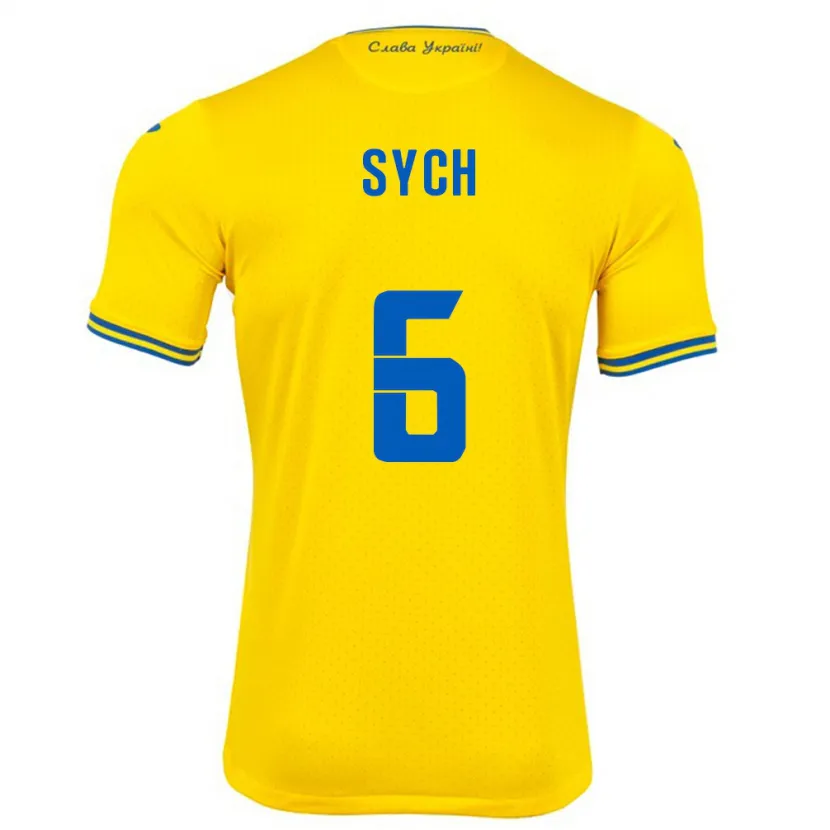 Danxen Børn Ukraine Oleksiy Sych #6 Gul Hjemmebane Spillertrøjer 24-26 Trøje T-Shirt