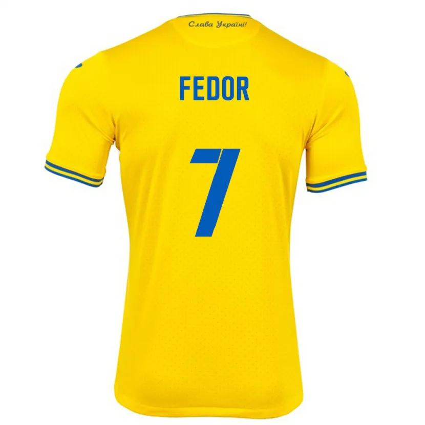 Danxen Børn Ukraine Oleg Fedor #7 Gul Hjemmebane Spillertrøjer 24-26 Trøje T-Shirt