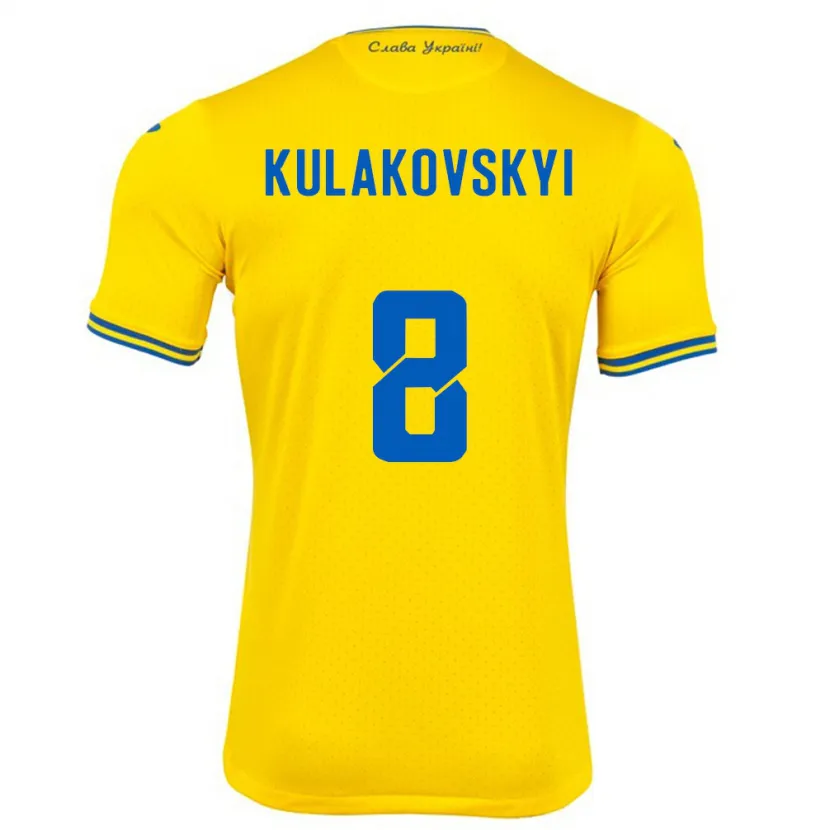 Danxen Børn Ukraine Artem Kulakovskyi #8 Gul Hjemmebane Spillertrøjer 24-26 Trøje T-Shirt