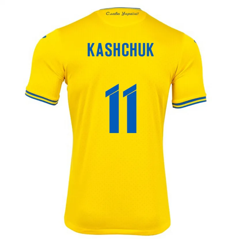 Danxen Børn Ukraine Oleksiy Kashchuk #11 Gul Hjemmebane Spillertrøjer 24-26 Trøje T-Shirt