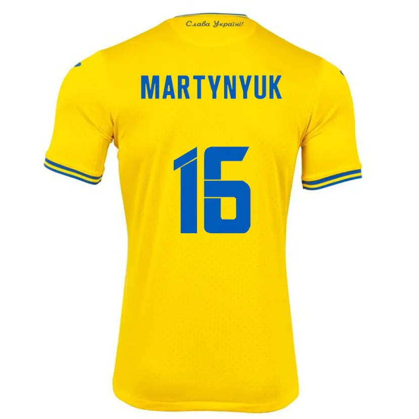 Danxen Børn Ukraine Oleksandr Martynyuk #16 Gul Hjemmebane Spillertrøjer 24-26 Trøje T-Shirt