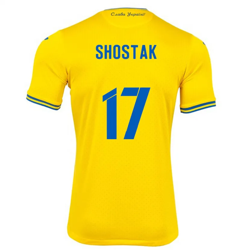 Danxen Børn Ukraine Denys Shostak #17 Gul Hjemmebane Spillertrøjer 24-26 Trøje T-Shirt