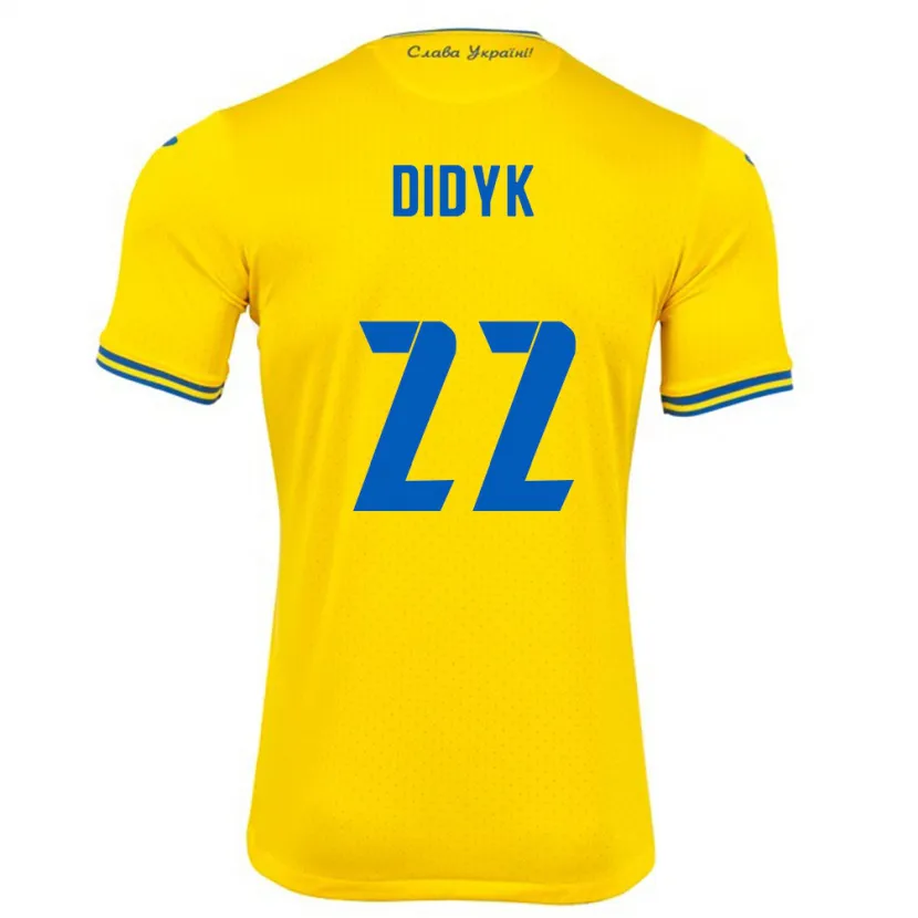 Danxen Børn Ukraine Roman Didyk #22 Gul Hjemmebane Spillertrøjer 24-26 Trøje T-Shirt