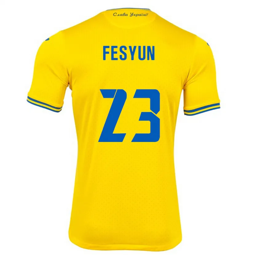 Danxen Børn Ukraine Kiril Fesyun #23 Gul Hjemmebane Spillertrøjer 24-26 Trøje T-Shirt