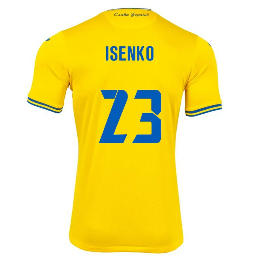 Danxen Børn Ukraine Pavlo Isenko #23 Gul Hjemmebane Spillertrøjer 24-26 Trøje T-Shirt