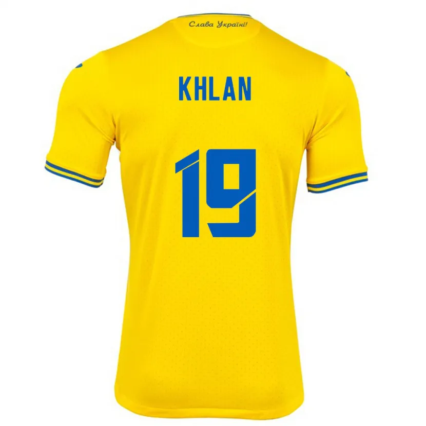 Danxen Børn Ukraine Maksym Khlan #19 Gul Hjemmebane Spillertrøjer 24-26 Trøje T-Shirt