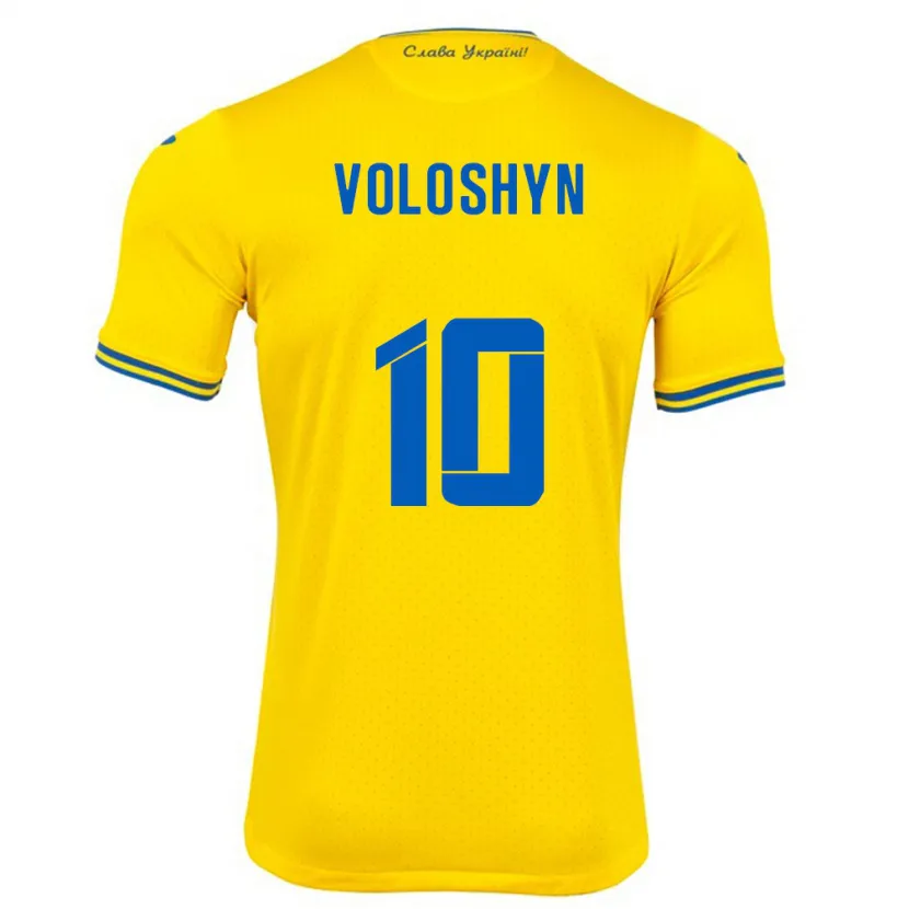 Danxen Børn Ukraine Nazar Voloshyn #10 Gul Hjemmebane Spillertrøjer 24-26 Trøje T-Shirt