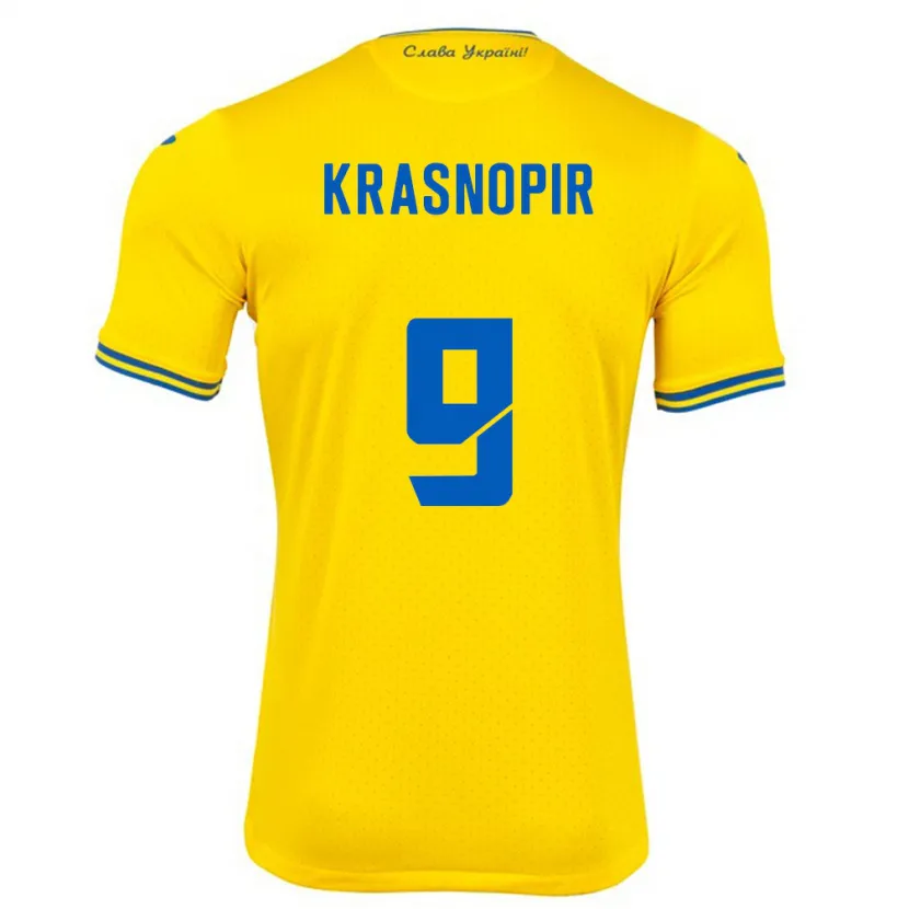 Danxen Børn Ukraine Igor Krasnopir #9 Gul Hjemmebane Spillertrøjer 24-26 Trøje T-Shirt