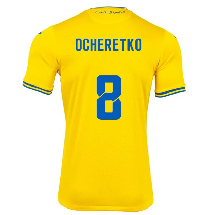 Danxen Børn Ukraine Oleg Ocheretko #8 Gul Hjemmebane Spillertrøjer 24-26 Trøje T-Shirt