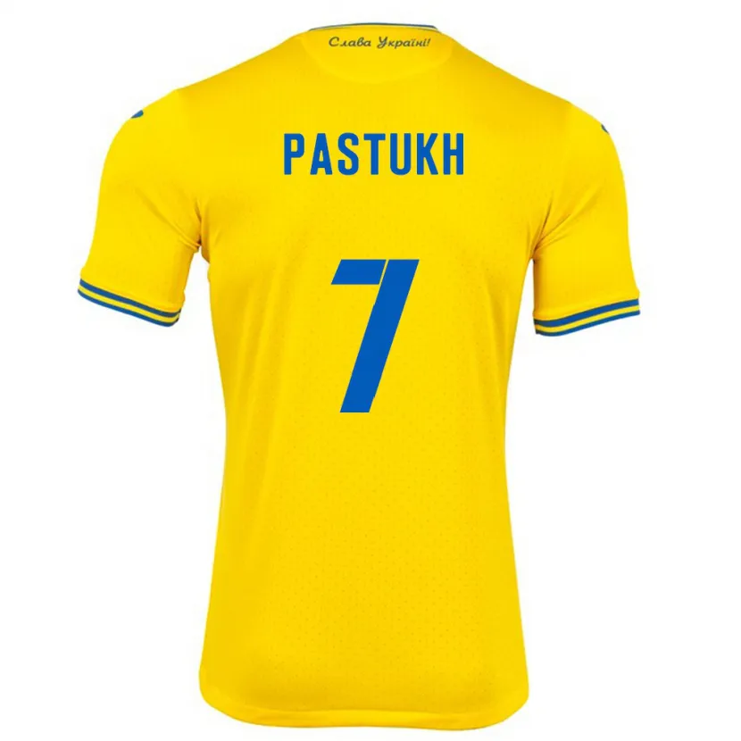 Danxen Børn Ukraine Yevgeniy Pastukh #7 Gul Hjemmebane Spillertrøjer 24-26 Trøje T-Shirt