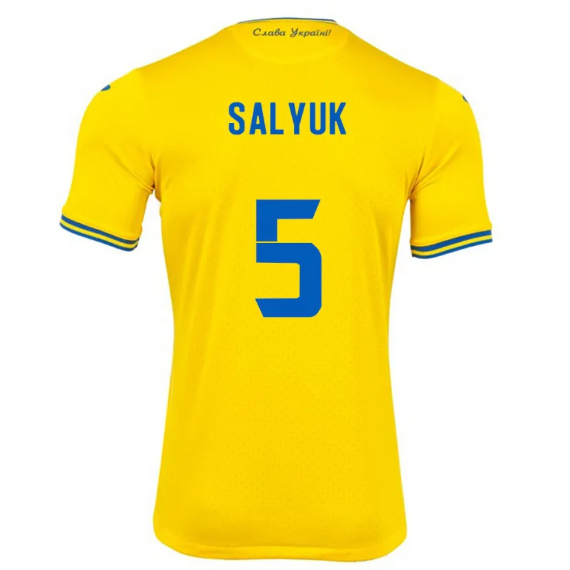 Danxen Børn Ukraine Volodymyr Salyuk #5 Gul Hjemmebane Spillertrøjer 24-26 Trøje T-Shirt