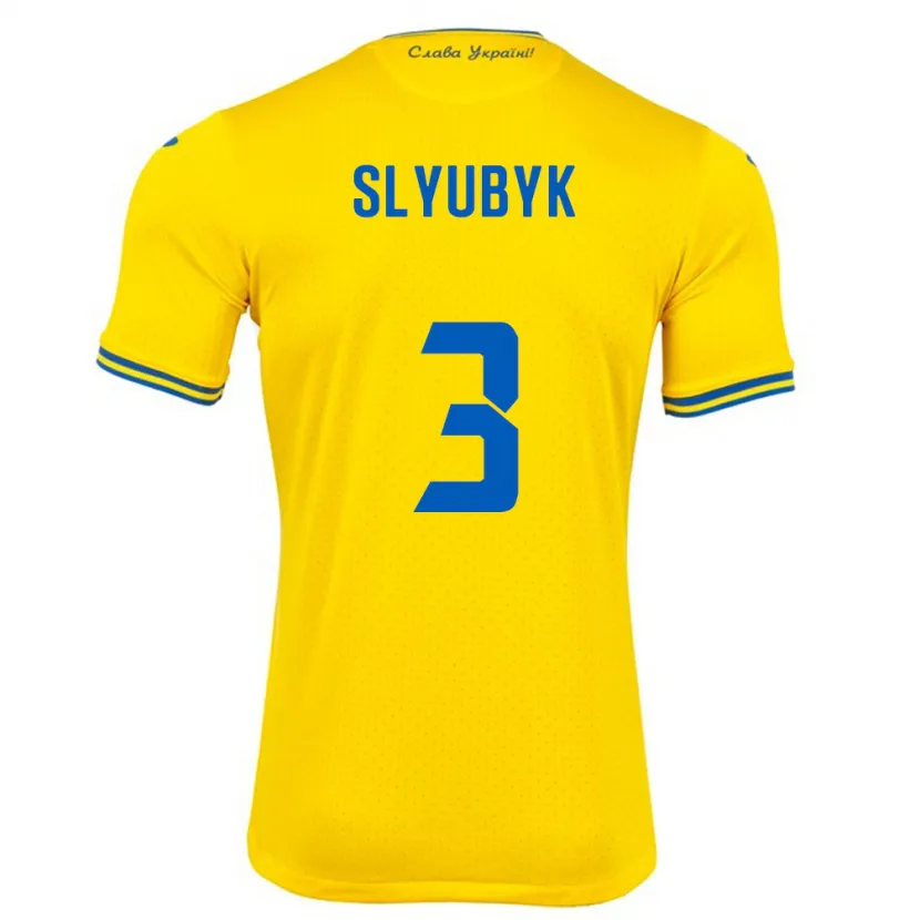 Danxen Børn Ukraine Bogdan Slyubyk #3 Gul Hjemmebane Spillertrøjer 24-26 Trøje T-Shirt