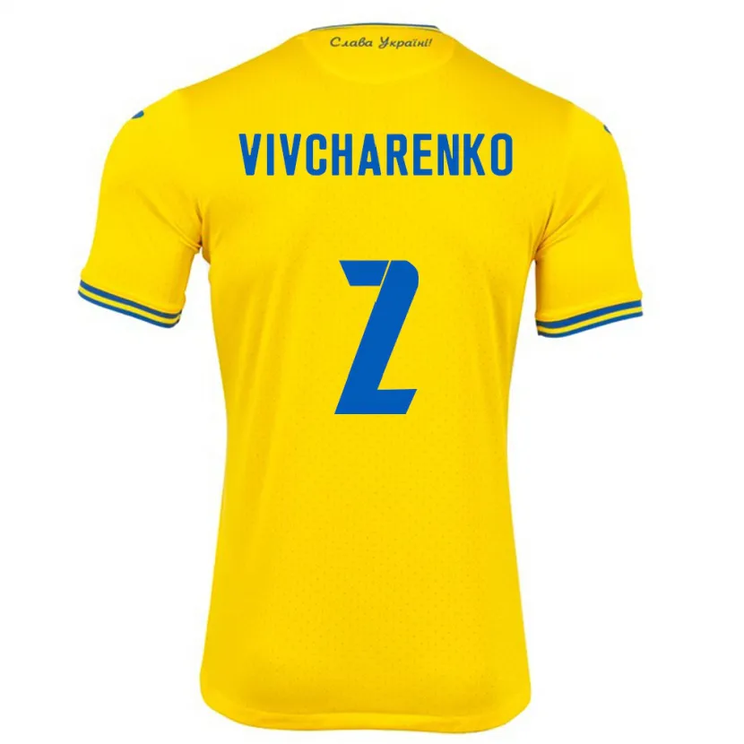 Danxen Børn Ukraine Kostyantyn Vivcharenko #2 Gul Hjemmebane Spillertrøjer 24-26 Trøje T-Shirt