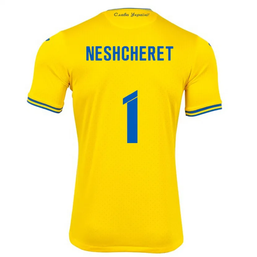 Danxen Børn Ukraine Ruslan Neshcheret #1 Gul Hjemmebane Spillertrøjer 24-26 Trøje T-Shirt