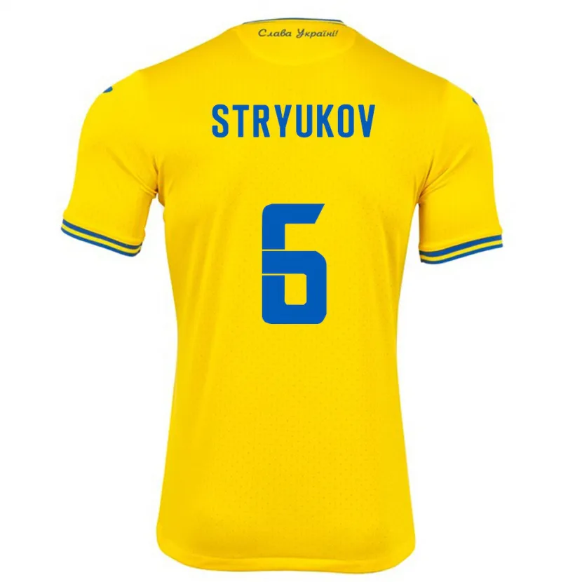 Danxen Børn Ukraine Maksym Stryukov #6 Gul Hjemmebane Spillertrøjer 24-26 Trøje T-Shirt