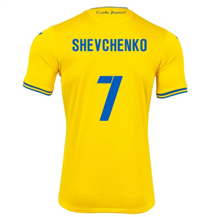 Danxen Børn Ukraine Kristian Shevchenko #7 Gul Hjemmebane Spillertrøjer 24-26 Trøje T-Shirt