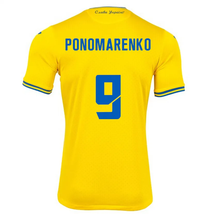 Danxen Børn Ukraine Matviy Ponomarenko #9 Gul Hjemmebane Spillertrøjer 24-26 Trøje T-Shirt