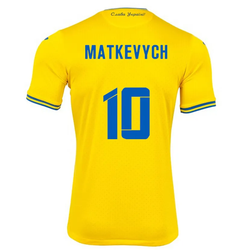 Danxen Børn Ukraine Andriy Matkevych #10 Gul Hjemmebane Spillertrøjer 24-26 Trøje T-Shirt