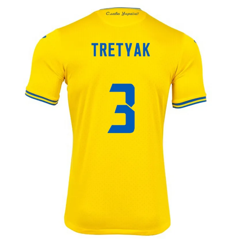 Danxen Børn Ukraine Demyan Tretyak #3 Gul Hjemmebane Spillertrøjer 24-26 Trøje T-Shirt