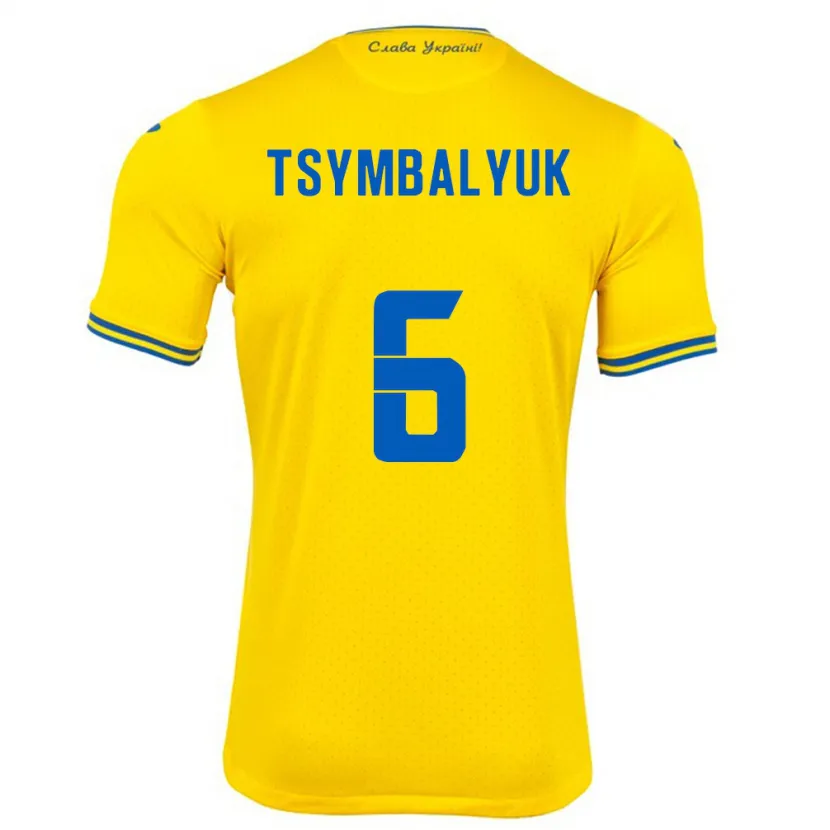 Danxen Børn Ukraine Maksym Tsymbalyuk #6 Gul Hjemmebane Spillertrøjer 24-26 Trøje T-Shirt