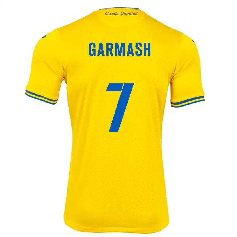 Danxen Børn Ukraine Yevgen Garmash #7 Gul Hjemmebane Spillertrøjer 24-26 Trøje T-Shirt