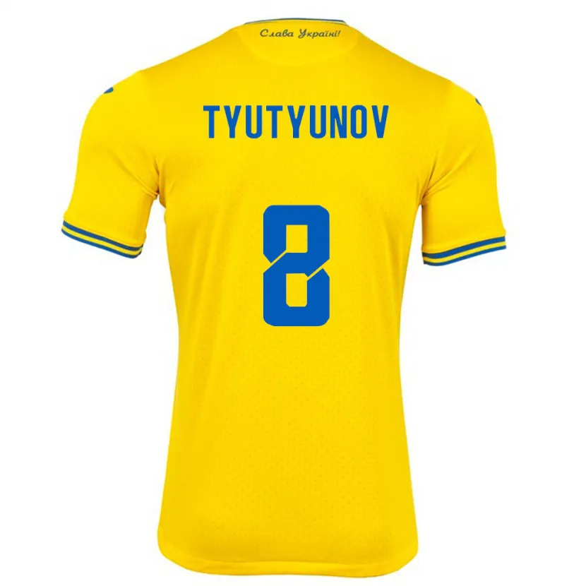 Danxen Børn Ukraine Vladyslav Tyutyunov #8 Gul Hjemmebane Spillertrøjer 24-26 Trøje T-Shirt