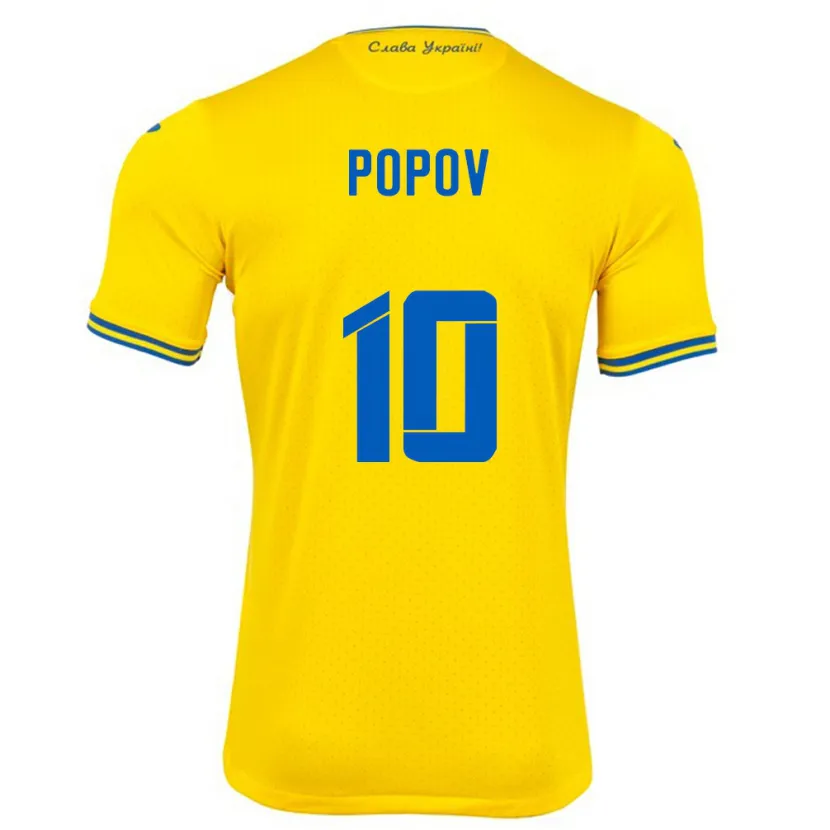 Danxen Børn Ukraine Bogdan Popov #10 Gul Hjemmebane Spillertrøjer 24-26 Trøje T-Shirt