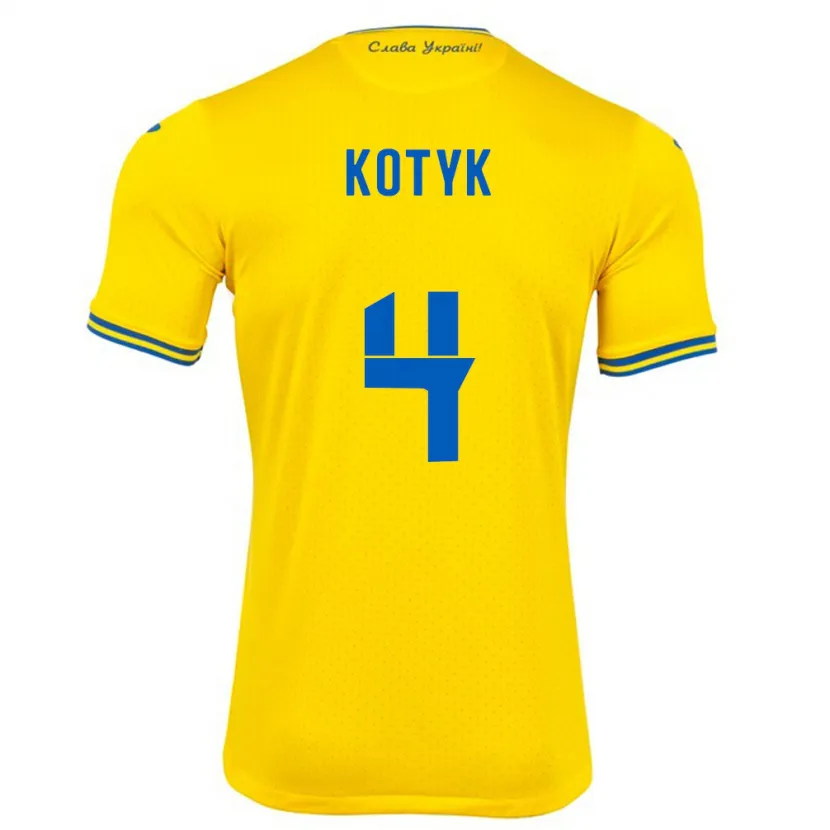 Danxen Børn Ukraine Yana Kotyk #4 Gul Hjemmebane Spillertrøjer 24-26 Trøje T-Shirt