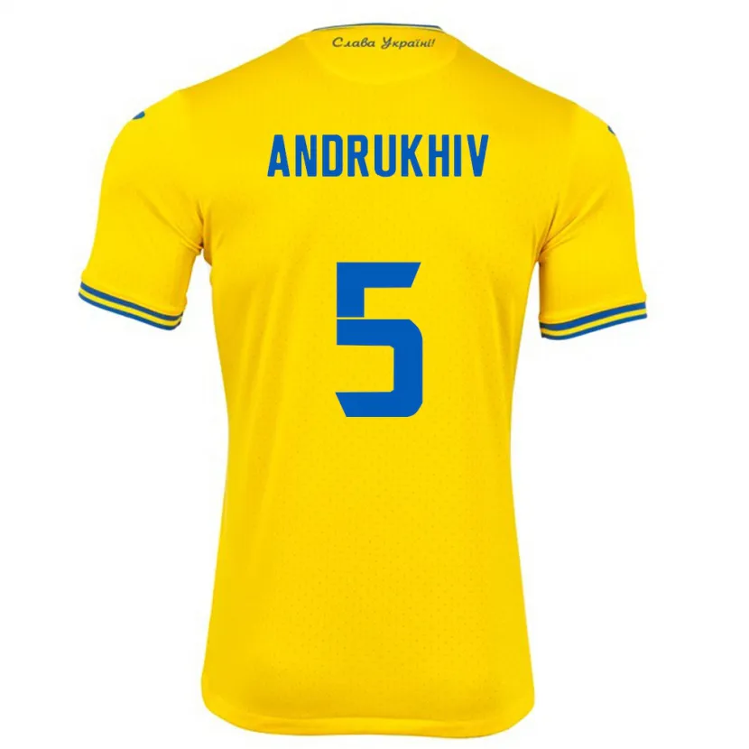 Danxen Børn Ukraine Veronika Andrukhiv #5 Gul Hjemmebane Spillertrøjer 24-26 Trøje T-Shirt