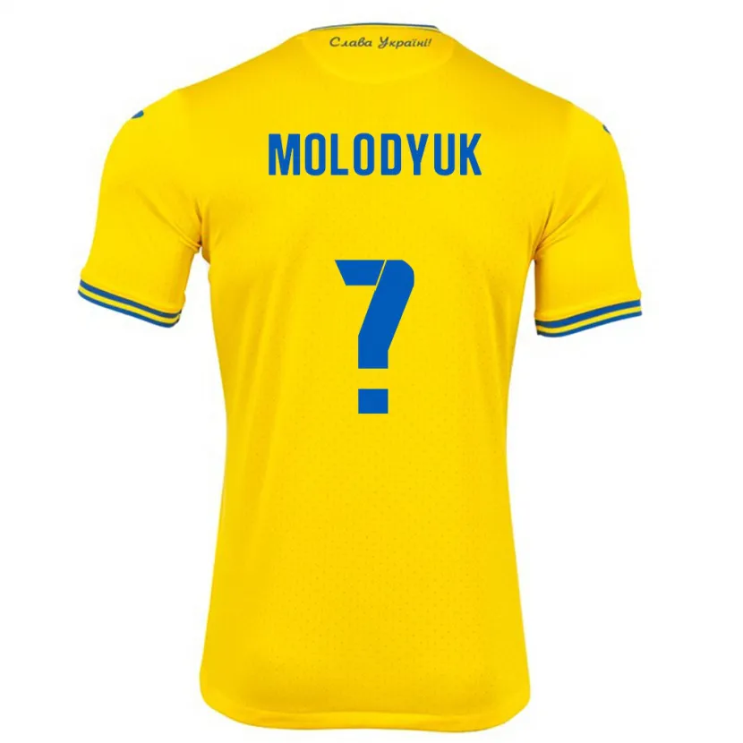 Danxen Børn Ukraine Yelyzaveta Molodyuk #0 Gul Hjemmebane Spillertrøjer 24-26 Trøje T-Shirt