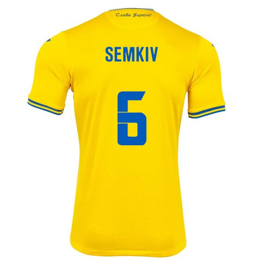 Danxen Børn Ukraine Dayana Semkiv #6 Gul Hjemmebane Spillertrøjer 24-26 Trøje T-Shirt