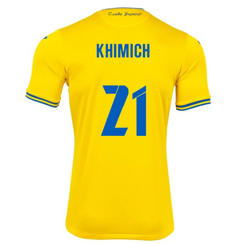 Danxen Børn Ukraine Tamila Khimich #21 Gul Hjemmebane Spillertrøjer 24-26 Trøje T-Shirt