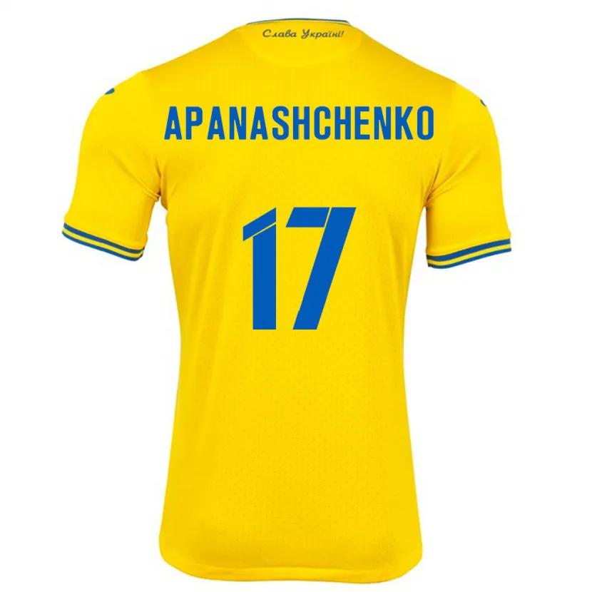 Danxen Børn Ukraine Daryna Apanashchenko #17 Gul Hjemmebane Spillertrøjer 24-26 Trøje T-Shirt