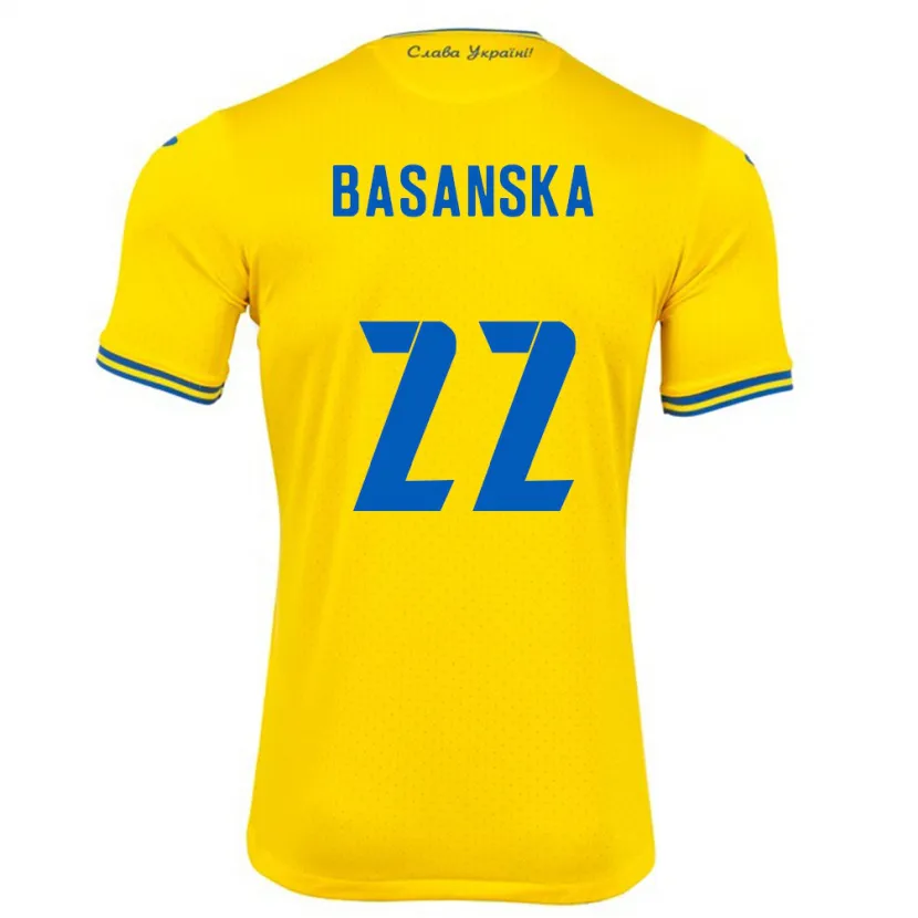 Danxen Børn Ukraine Olga Basanska #22 Gul Hjemmebane Spillertrøjer 24-26 Trøje T-Shirt