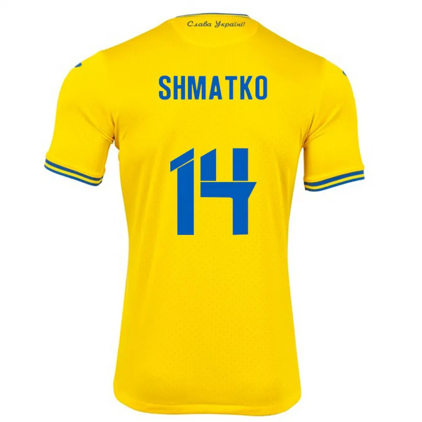 Danxen Børn Ukraine Lyubov Shmatko #14 Gul Hjemmebane Spillertrøjer 24-26 Trøje T-Shirt