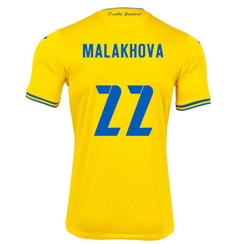 Danxen Børn Ukraine Yana Malakhova #22 Gul Hjemmebane Spillertrøjer 24-26 Trøje T-Shirt