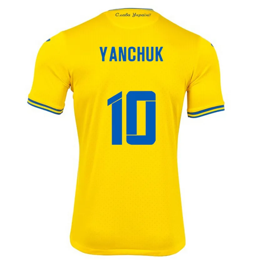 Danxen Børn Ukraine Polina Yanchuk #10 Gul Hjemmebane Spillertrøjer 24-26 Trøje T-Shirt