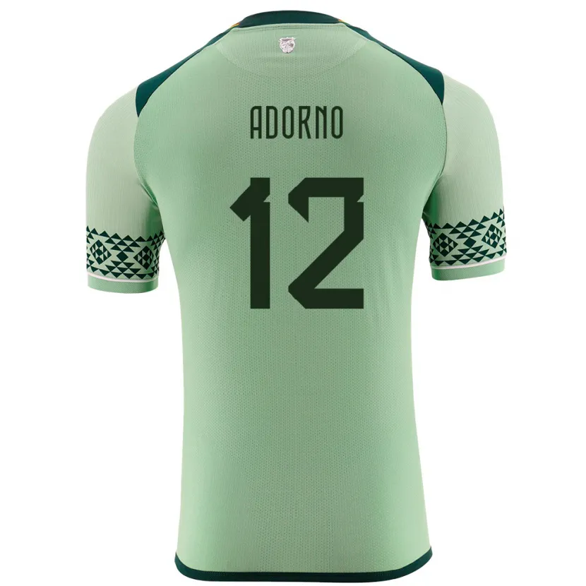 Danxen Børn Bolivia Carlos Adorno #12 Lysegrøn Hjemmebane Spillertrøjer 24-26 Trøje T-Shirt