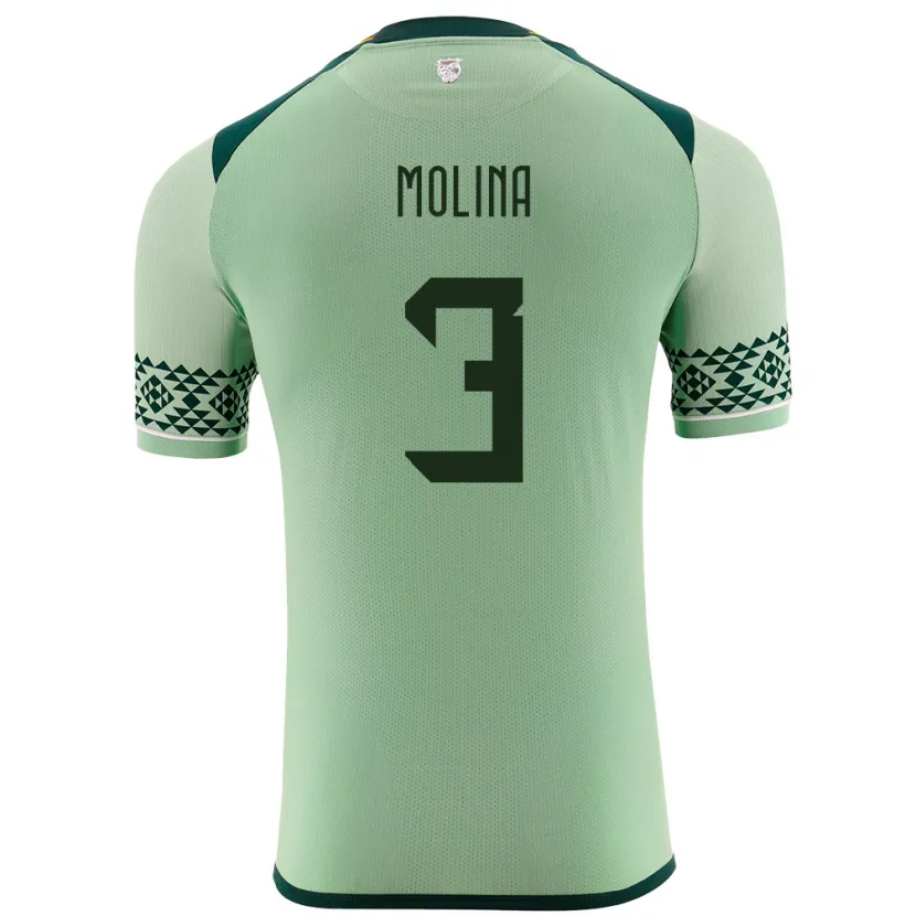 Danxen Børn Bolivia Iván Molina #3 Lysegrøn Hjemmebane Spillertrøjer 24-26 Trøje T-Shirt