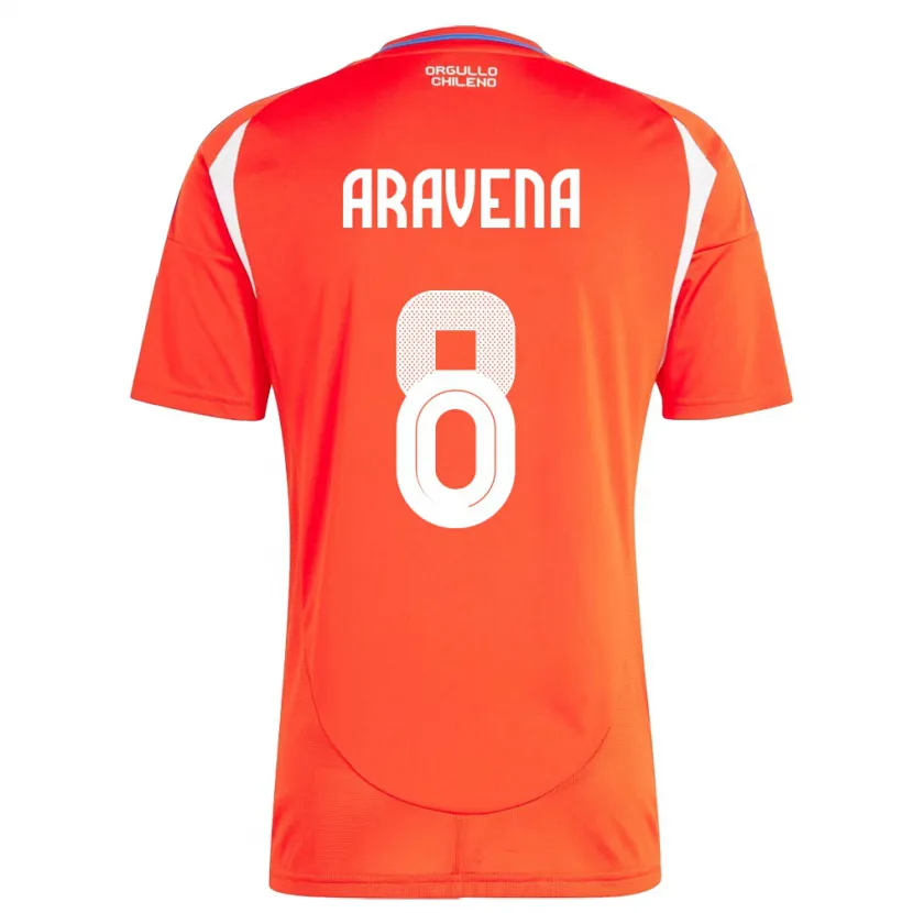 Danxen Børn Chile Alexander Aravena #8 Rød Hjemmebane Spillertrøjer 24-26 Trøje T-Shirt